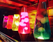 A row of colorful Lava Lamp displays, showing how temperature affects their flow speed.